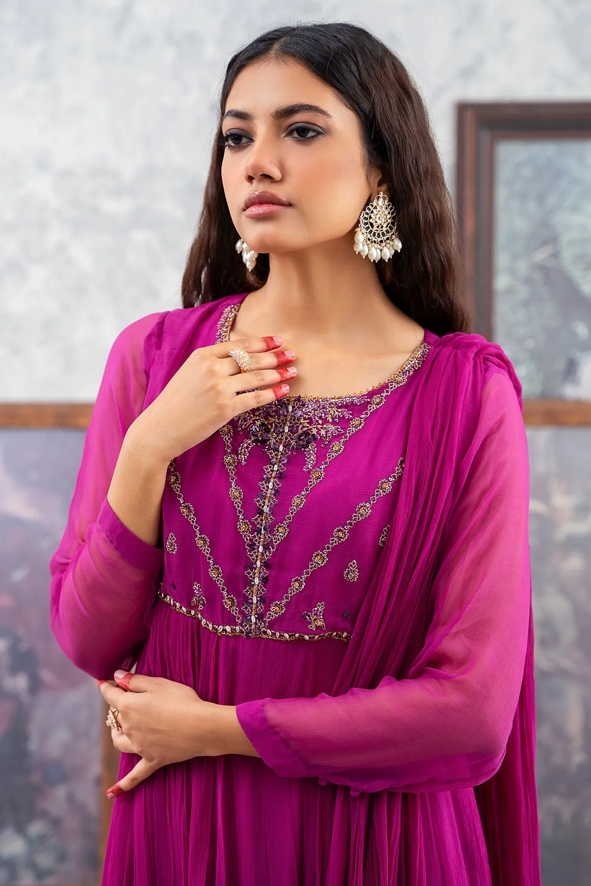 1-PC Embroidered Chiffon Shirt EDP-3-044