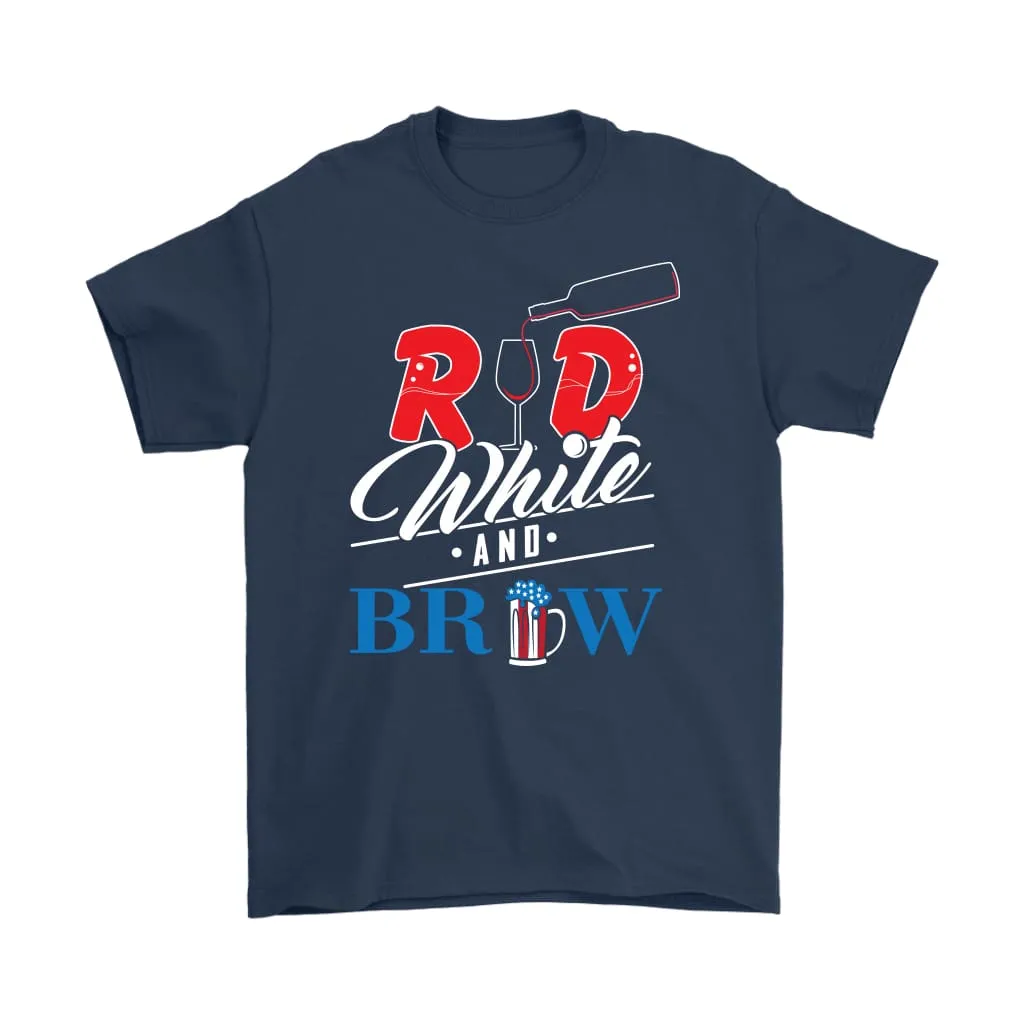 4th July Independance Day Tee Red White And Brew Gildan Mens T-Shirt