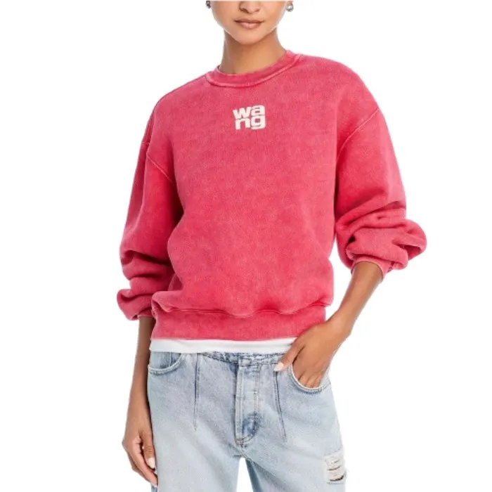 Alexander Wang  |Rib Long Sleeves Plain Cotton Oversized Logo