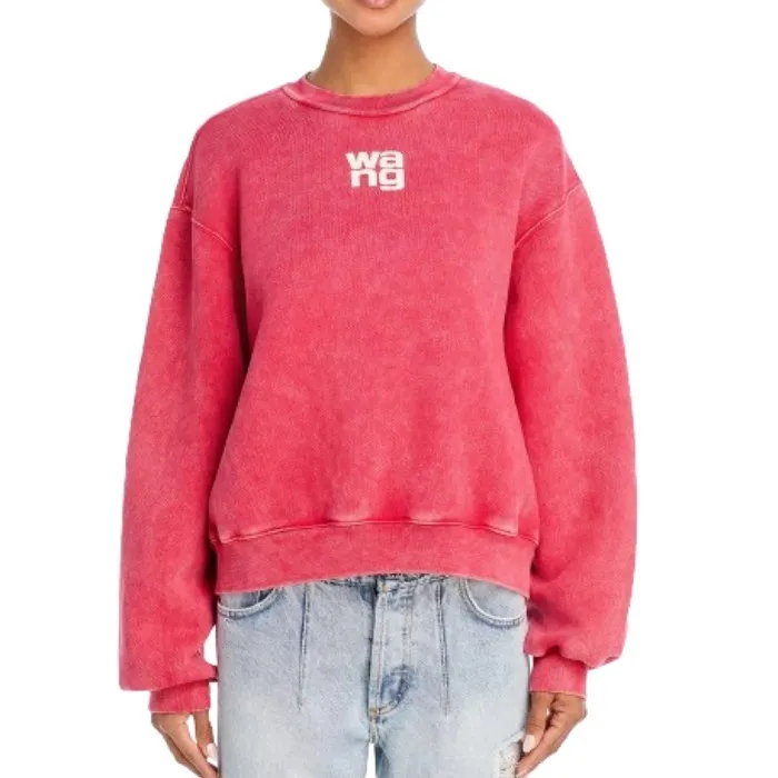 Alexander Wang  |Rib Long Sleeves Plain Cotton Oversized Logo