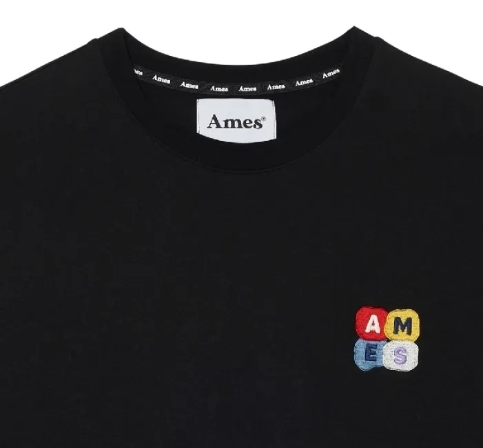 AMES-WORLDWIDE  |Unisex Studded Street Style U-Neck Cotton Short Sleeves