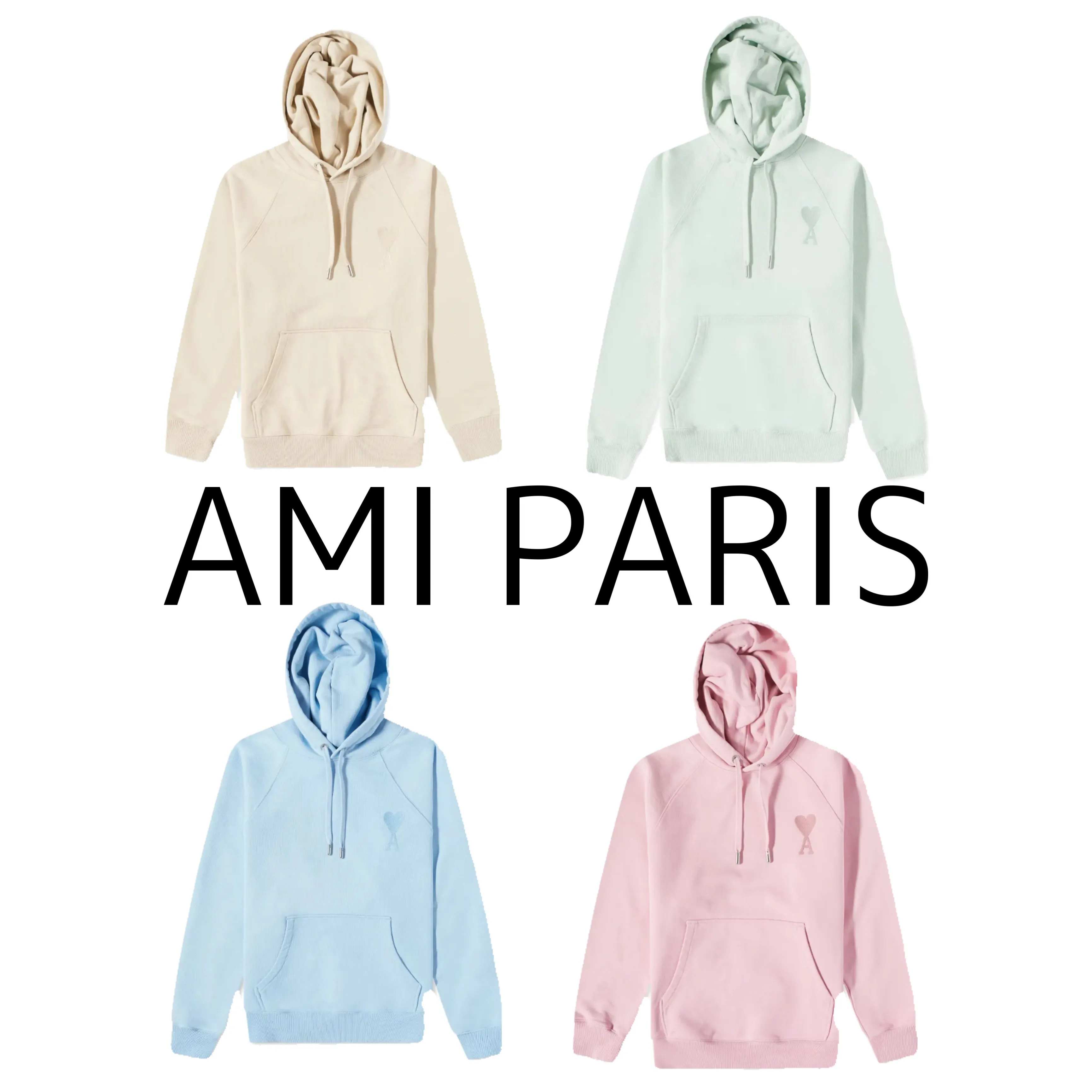 AMI PARIS  |Unisex Long Sleeves Plain Cotton Logo Hoodies & Sweatshirts