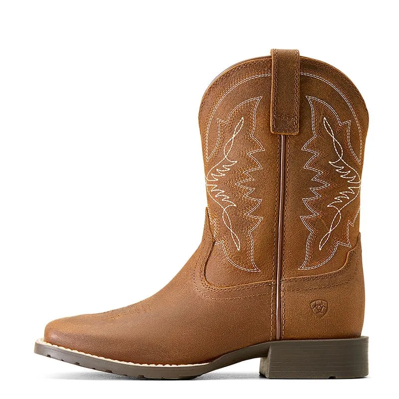 Ariat Kids Hybird Rancher Distressed Tan Square Toe Western Boot 10047034