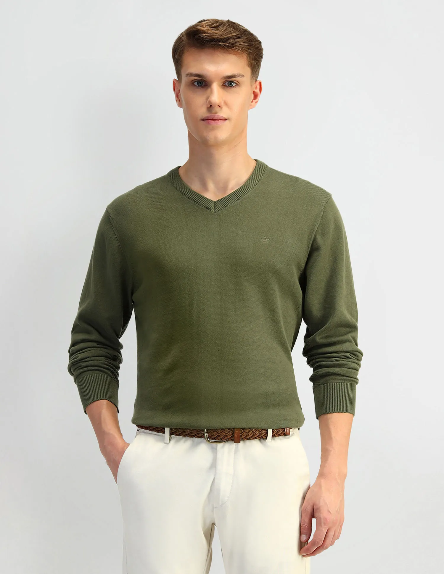 Arrow Solid Cotton Sweater