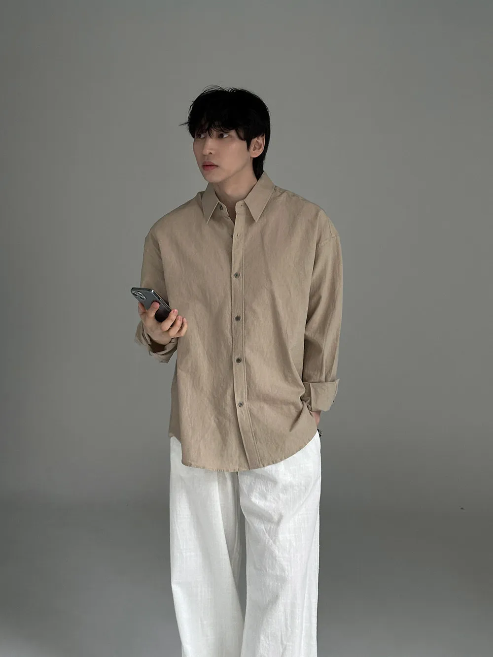 ASCLO  |Casual Style Unisex Linen Street Style Long Sleeves Plain