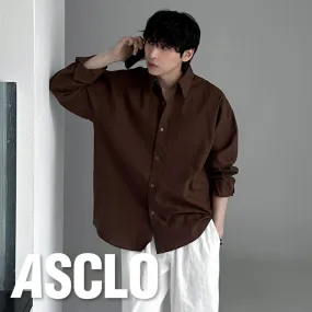 ASCLO  |Casual Style Unisex Linen Street Style Long Sleeves Plain