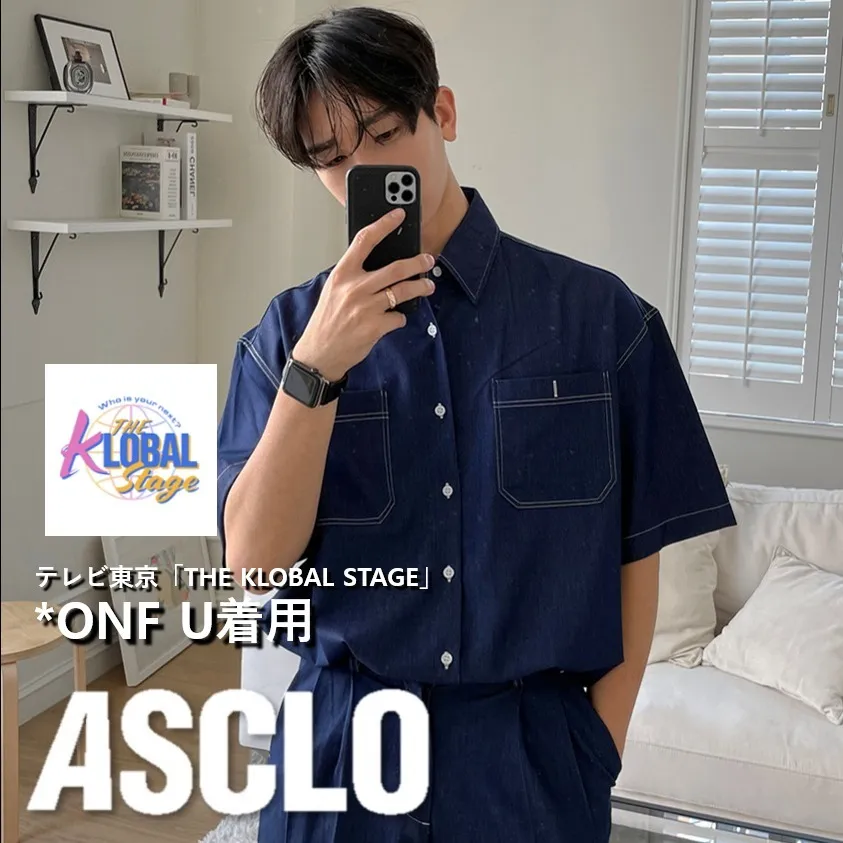 ASCLO  |Unisex Denim Street Style Collaboration Short Sleeves