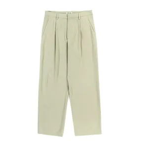 AURALEE HARD TWIST COTTON SILK VIYELLA SLACKS SAGE GREEN