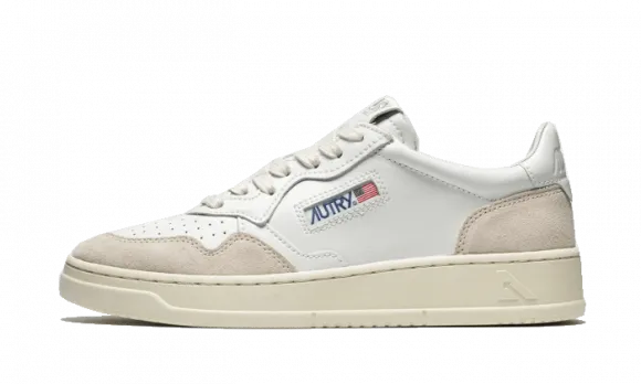 Autry Men's 01 Low Leather and Suede Sneakers in White/White