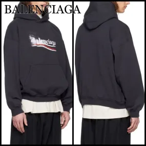 BALENCIAGA  |Unisex Street Style Long Sleeves Cotton Logo Luxury Hoodies