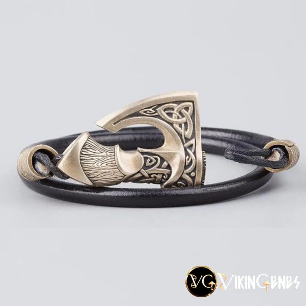 Big Axe Genuine Leather & Bronze Bracelet