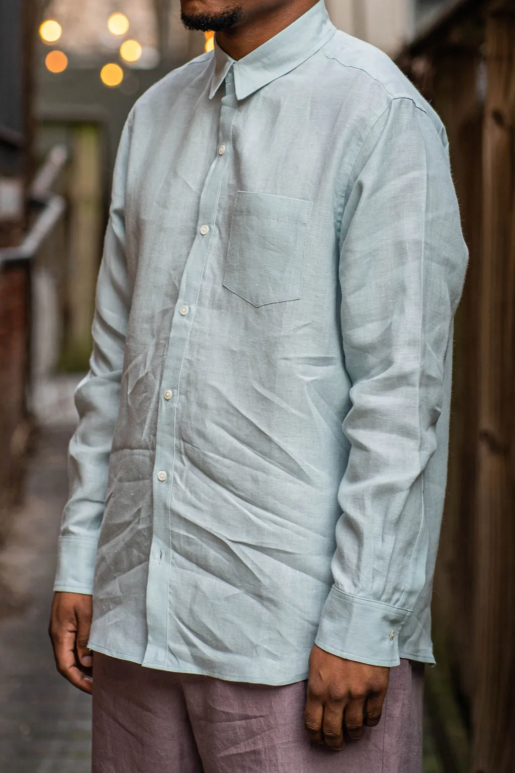 Blluemade Classic L/S Shirt - Light Blue Belgian Linen