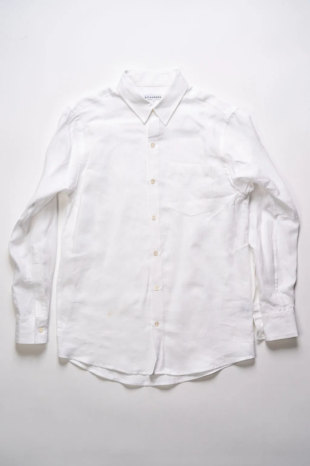 Blluemade Classic L/S Shirt - White Belgian Linen