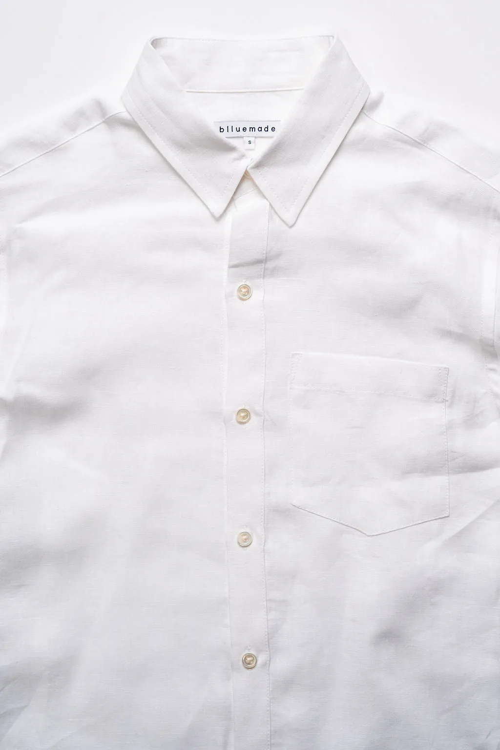 Blluemade Classic L/S Shirt - White Belgian Linen