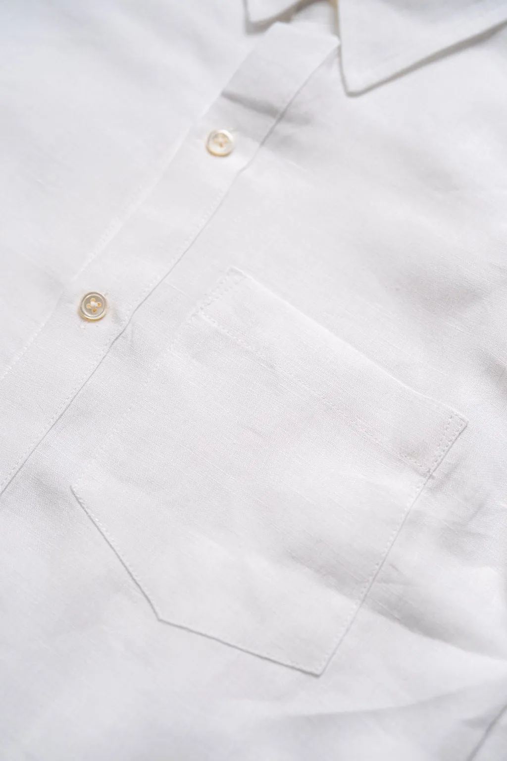 Blluemade Classic L/S Shirt - White Belgian Linen