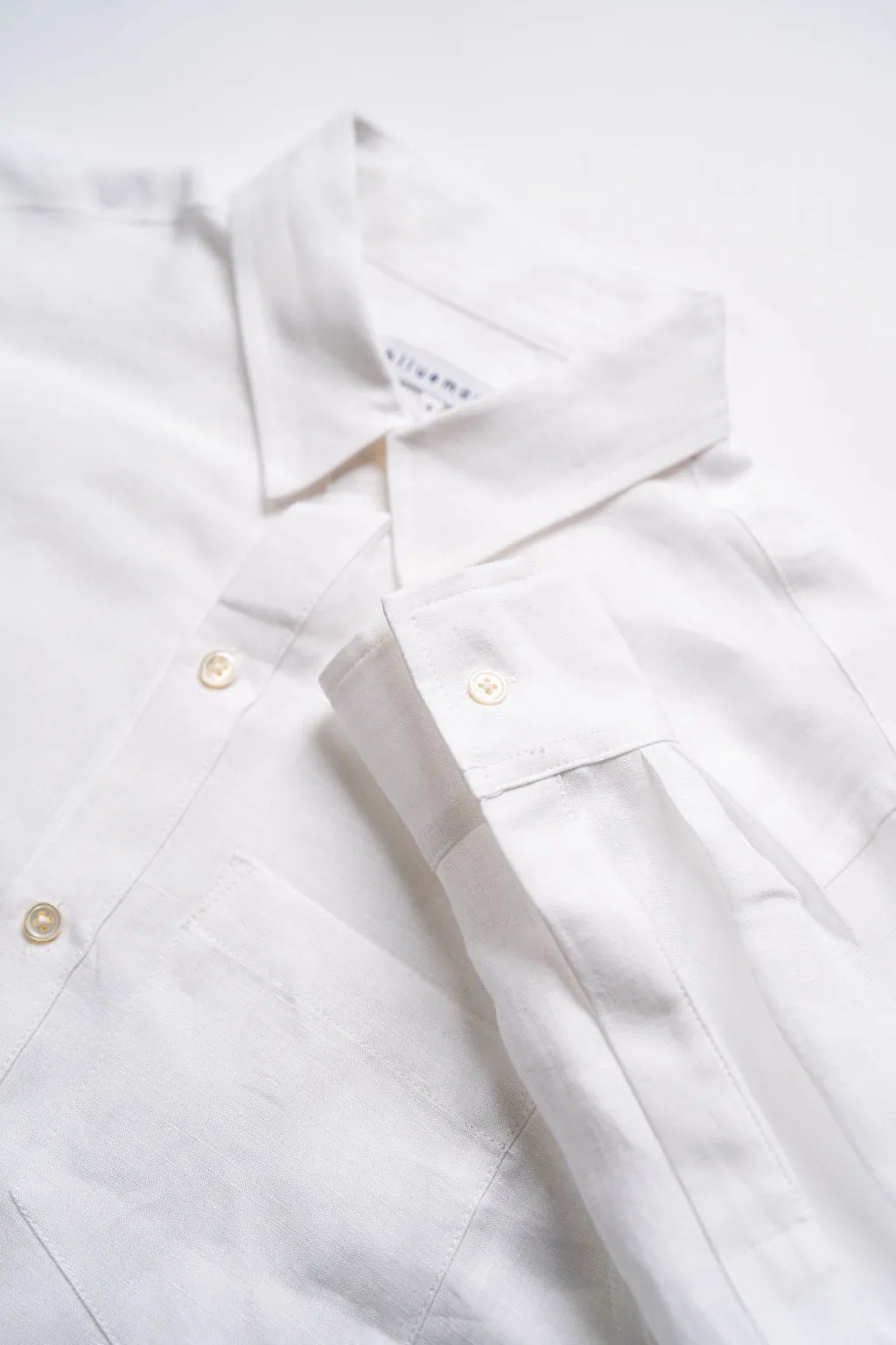 Blluemade Classic L/S Shirt - White Belgian Linen