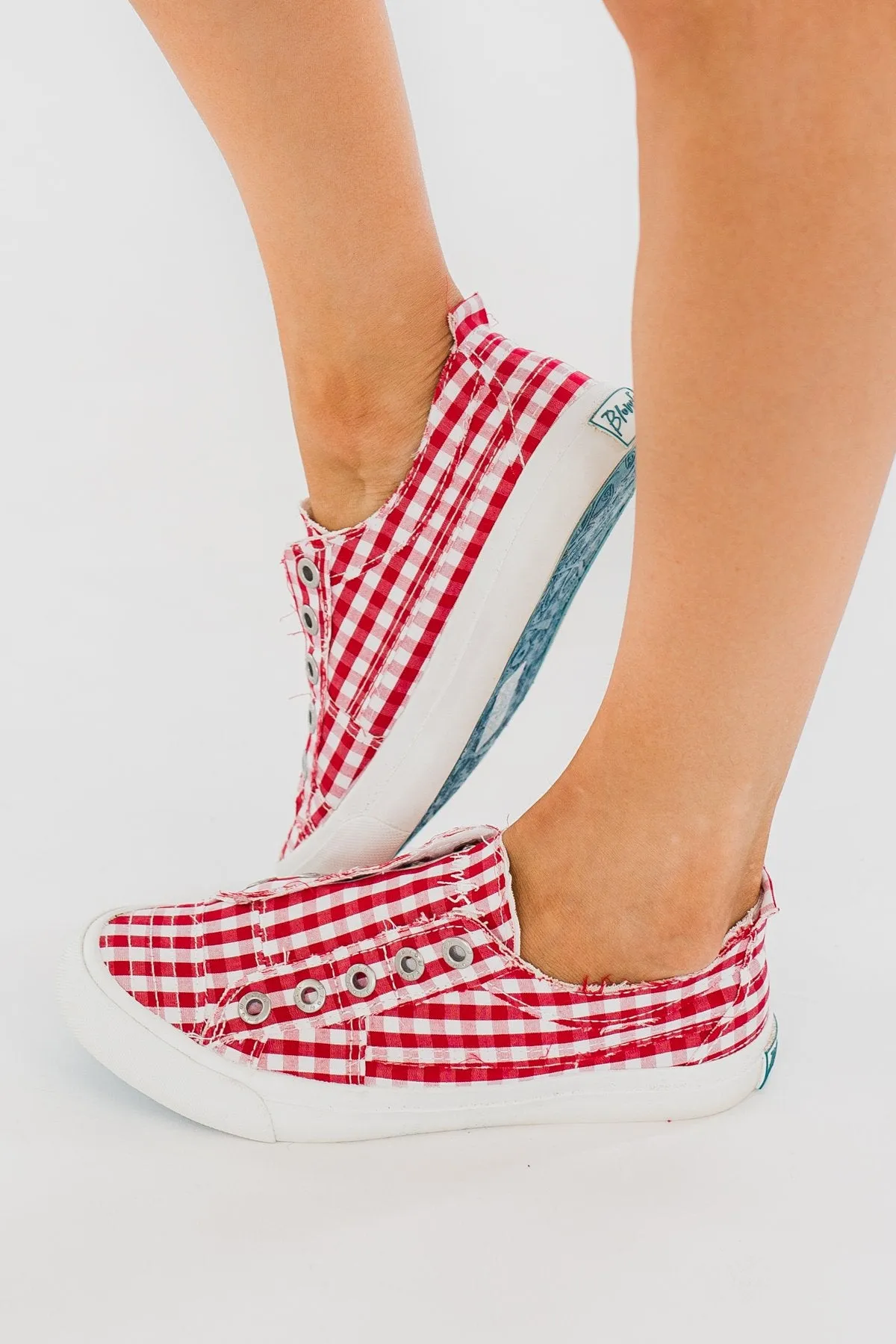 Blowfish Play Gingham Sneakers- Red & White