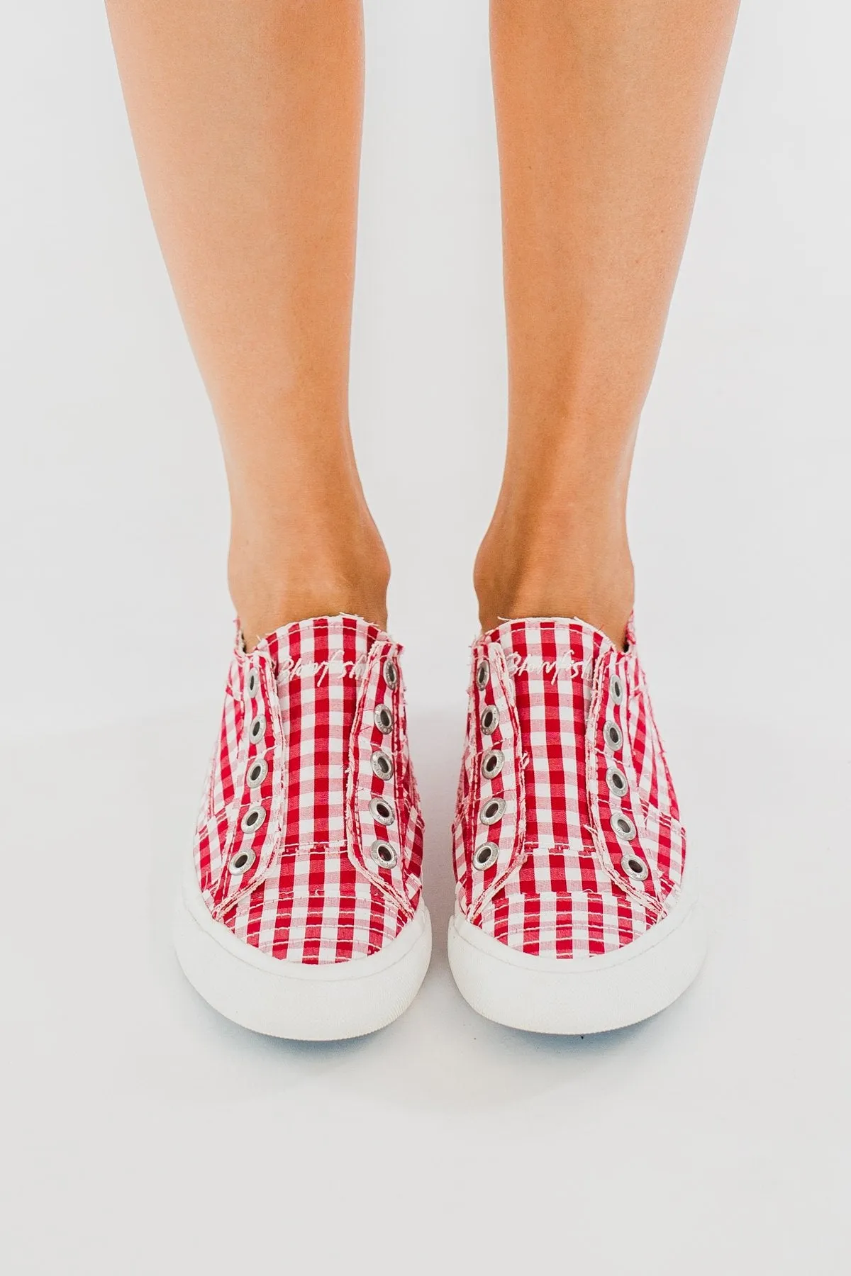 Blowfish Play Gingham Sneakers- Red & White