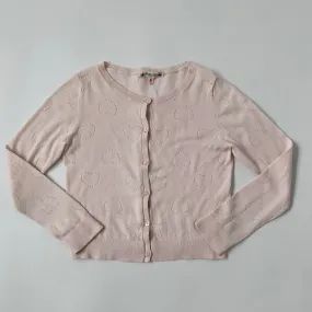 Bonpoint Pale Pink Heart Embossed Cotton Cardigan: 8 Years