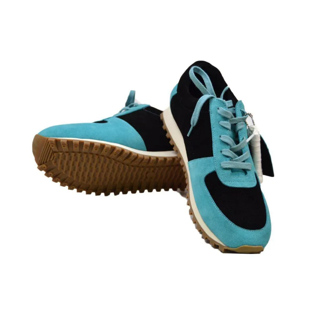 British Walkers Surrey Men's Turquoise Blue and Black Leather and Suede Sneakers