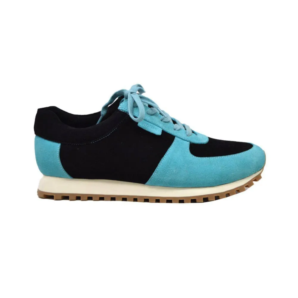 British Walkers Surrey Men's Turquoise Blue and Black Leather and Suede Sneakers