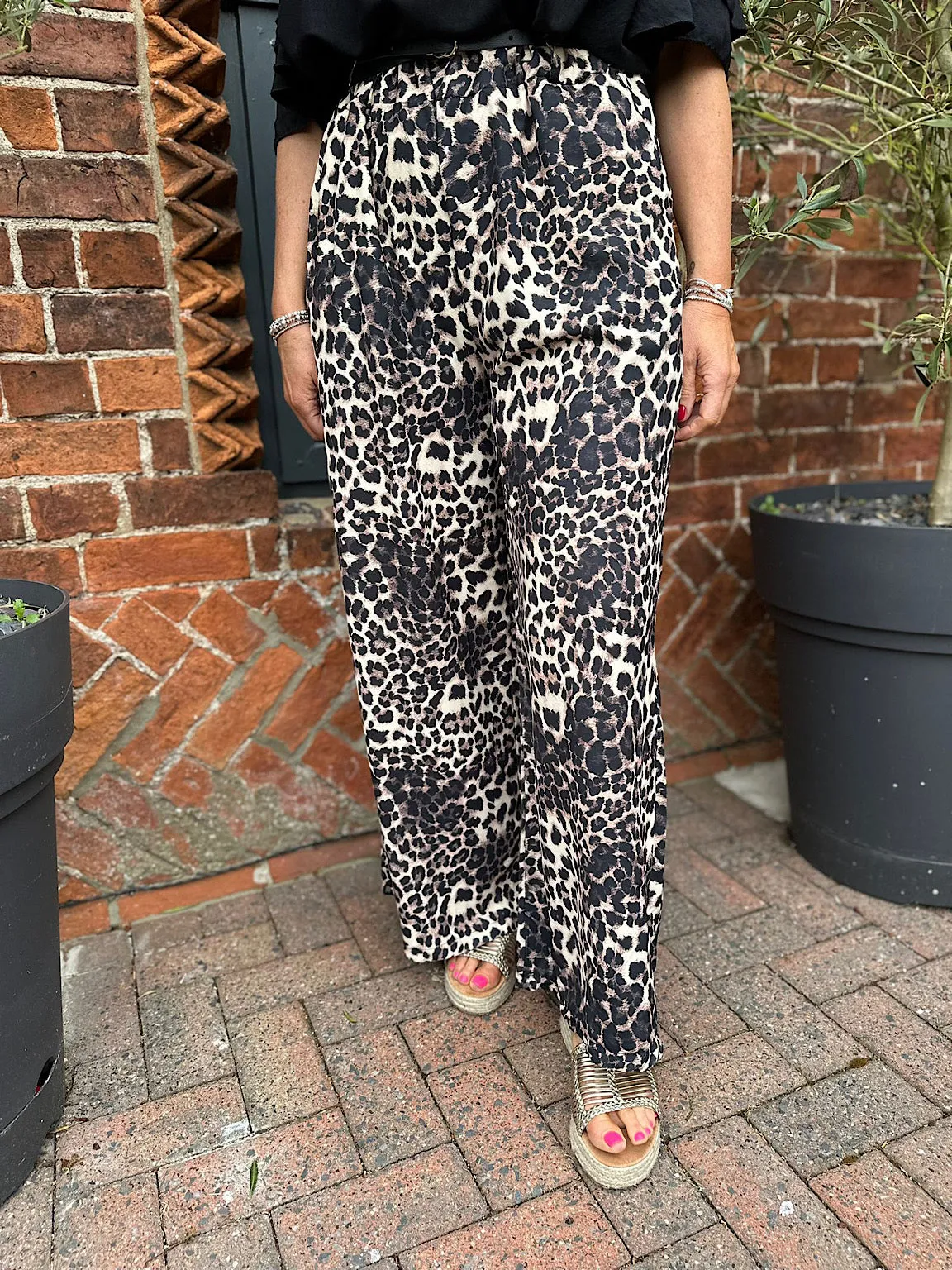 Brown Leopard Print Wide Leg Trouser Katy