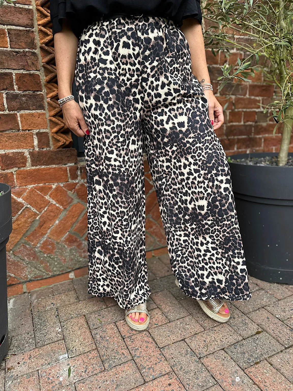 Brown Leopard Print Wide Leg Trouser Katy