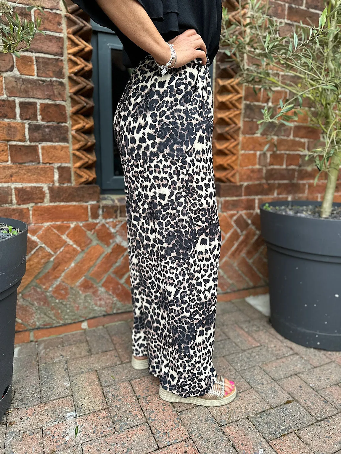 Brown Leopard Print Wide Leg Trouser Katy