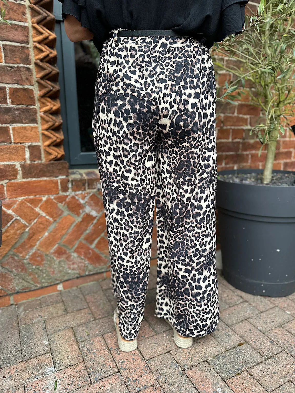 Brown Leopard Print Wide Leg Trouser Katy