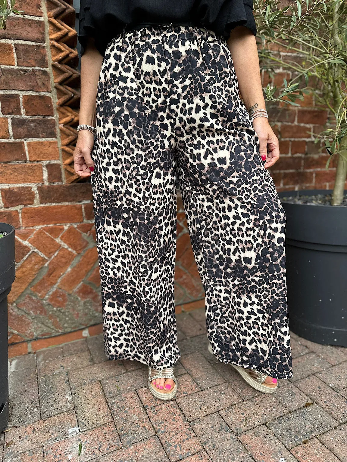 Brown Leopard Print Wide Leg Trouser Katy