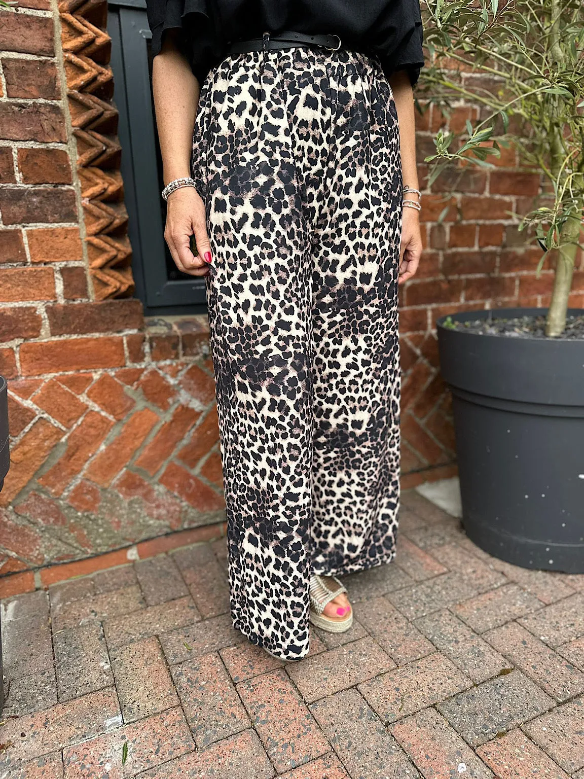 Brown Leopard Print Wide Leg Trouser Katy