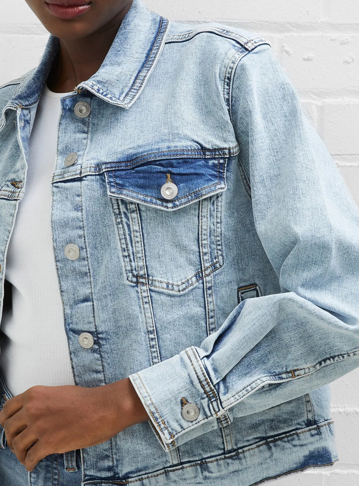 Buy  FRENCH CONNECTION Stretch Denim Trucker Jacket L | Denim jackets | Tu