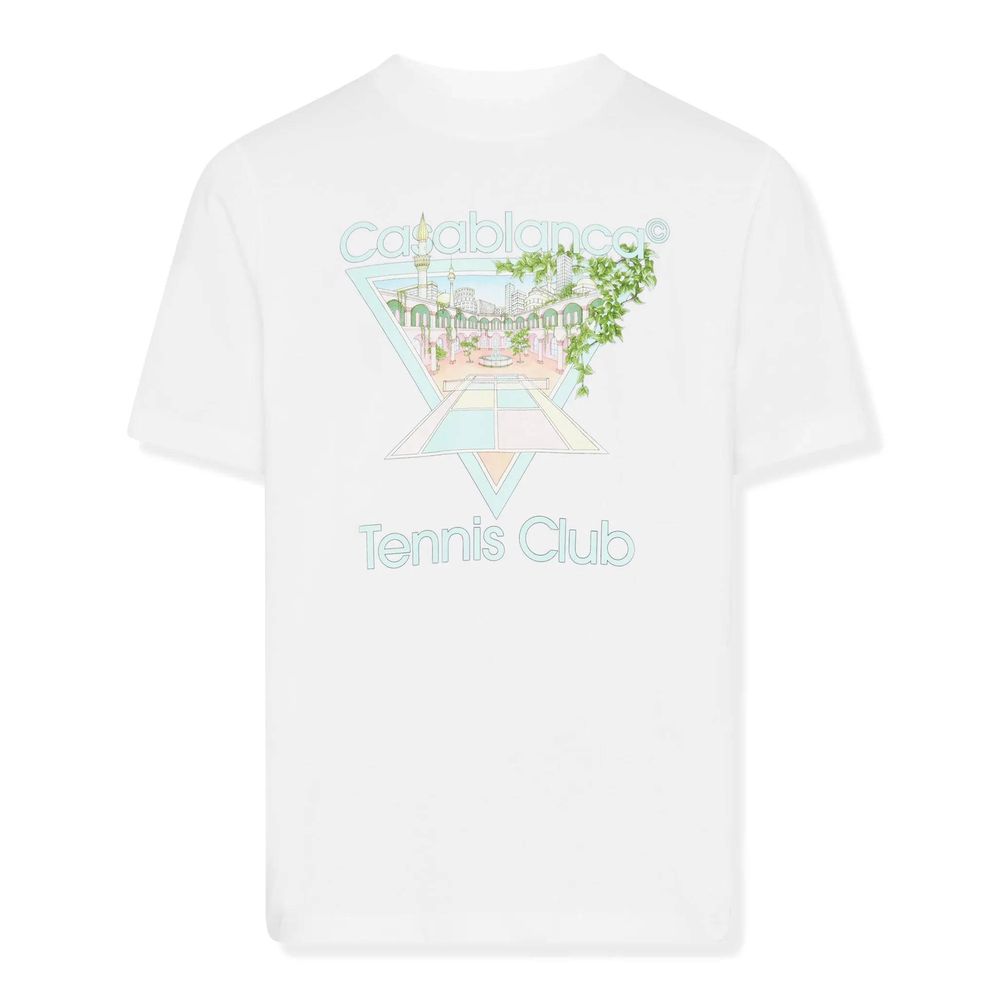 Casablanca Tennis Club Printed T Shirt White Pastelle