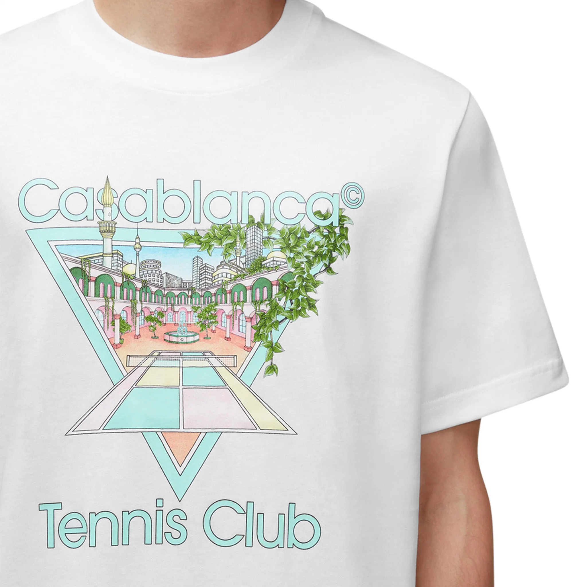 Casablanca Tennis Club Printed T Shirt White Pastelle