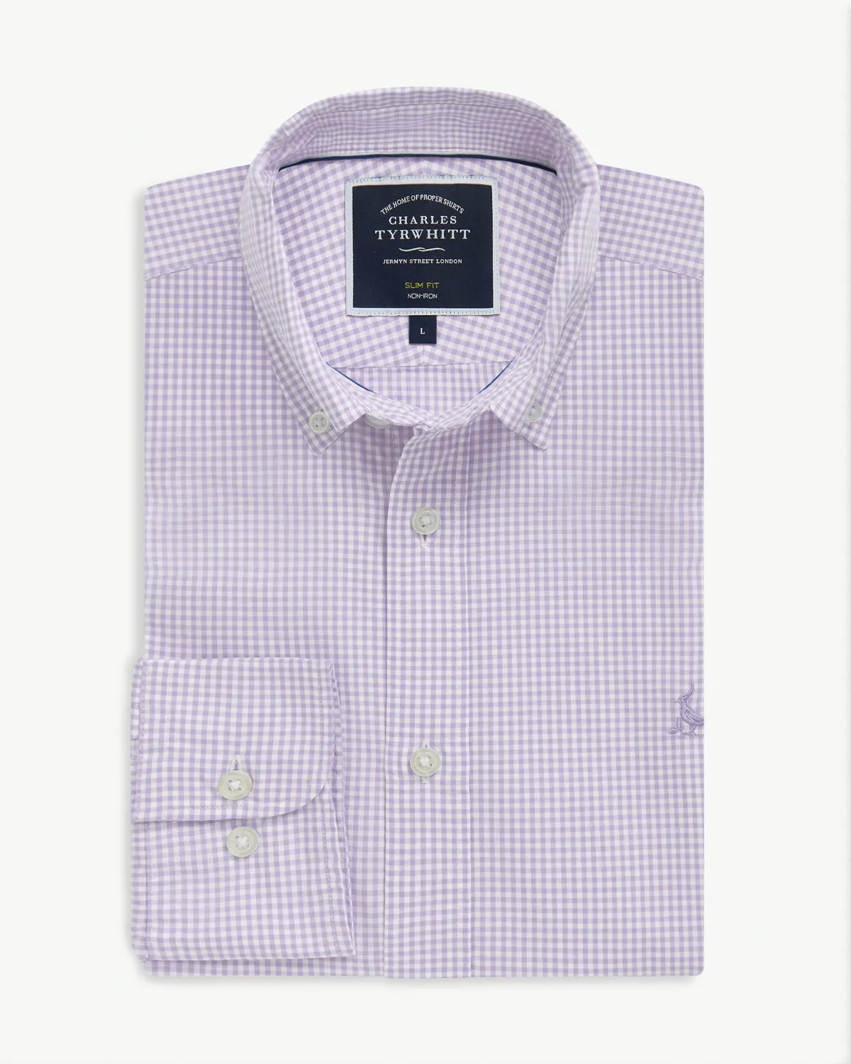 Charles Tyrwhitt BD Slim Fit Gingham Shirt Lilac