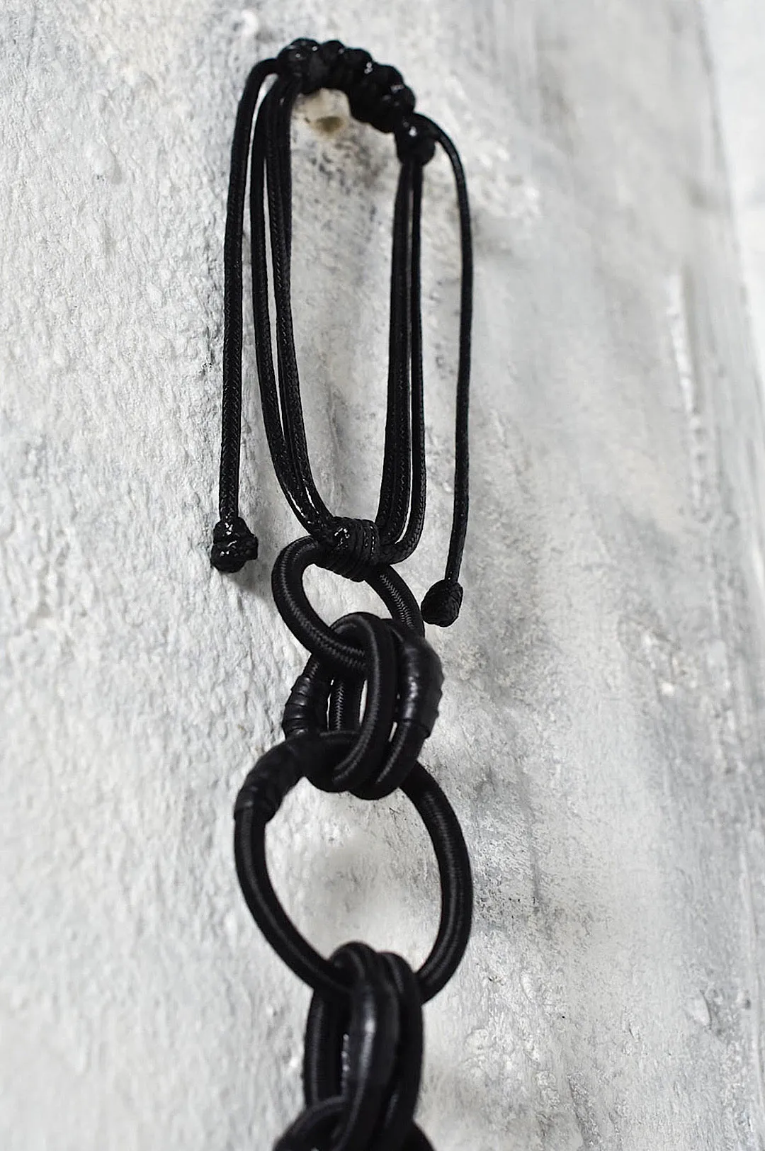 Circular Black Genuine Leather Necklace