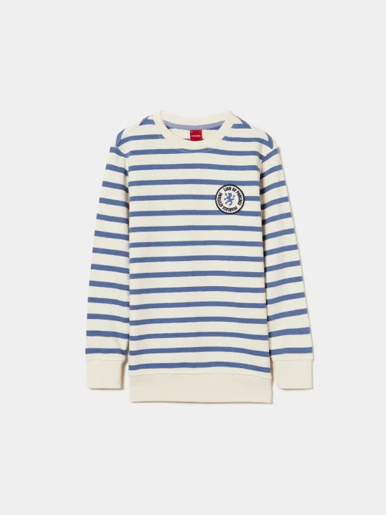 Cotton sweater with stripe pattern