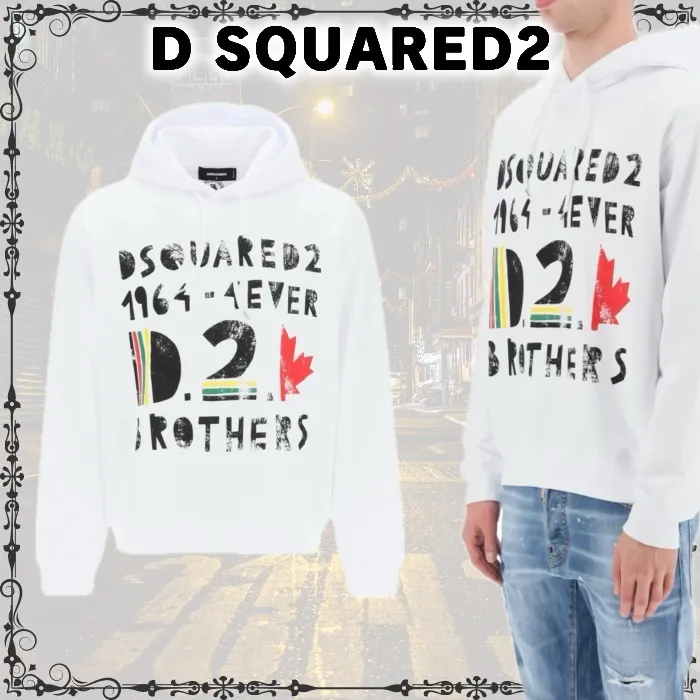 D SQUARED2  |Logo Luxury Long Sleeves Cotton Street Style Hoodies