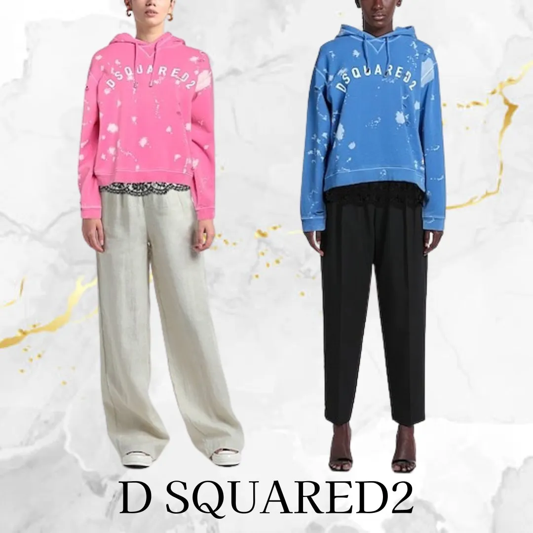 D SQUARED2  |Street Style Long Sleeves Cotton Logo Hoodies & Sweatshirts