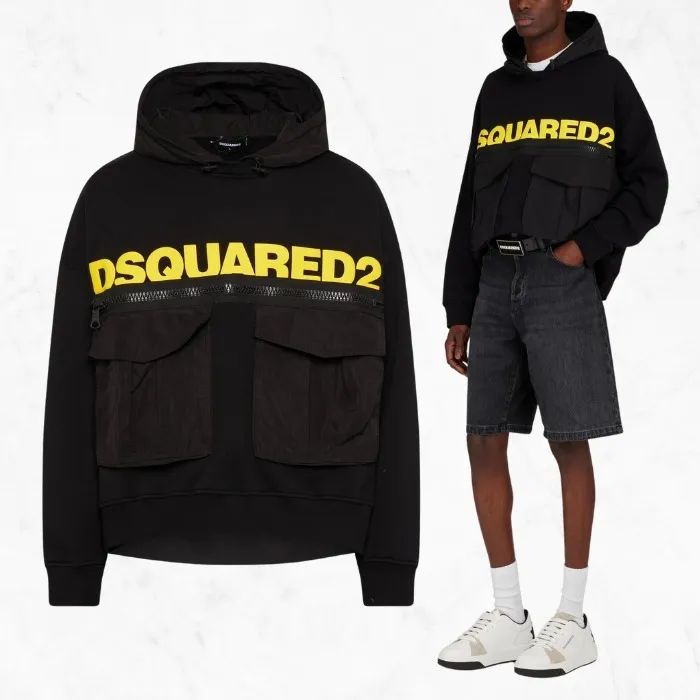 D SQUARED2  |Unisex Street Style Plain Cotton Logo Luxury Hoodies