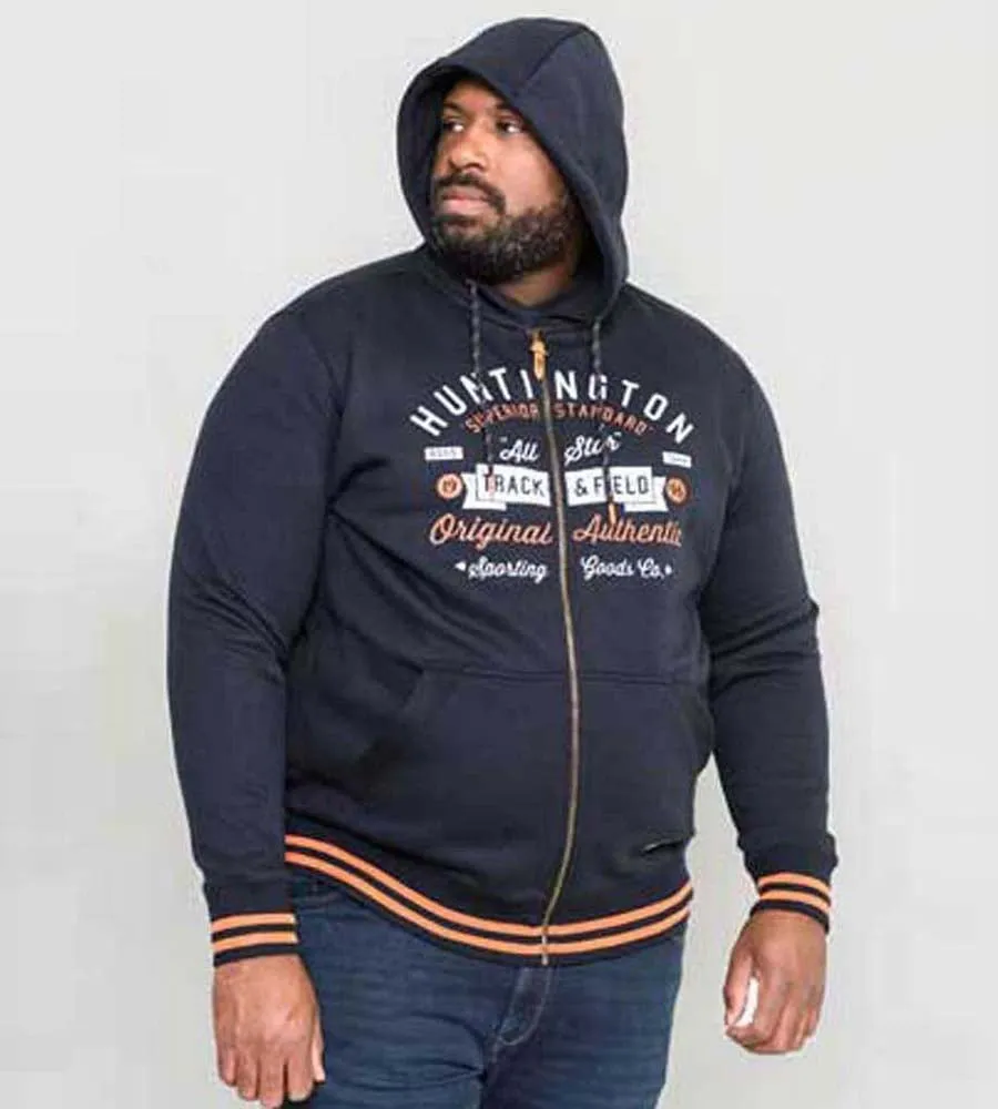 D555 Big Mens Full Zip Hoodie With Chest Print (FLANDERS)