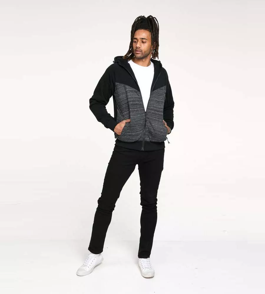 D555 Mens Zip Through Hoodie With Sherpa Lining (CLIPSTONE)