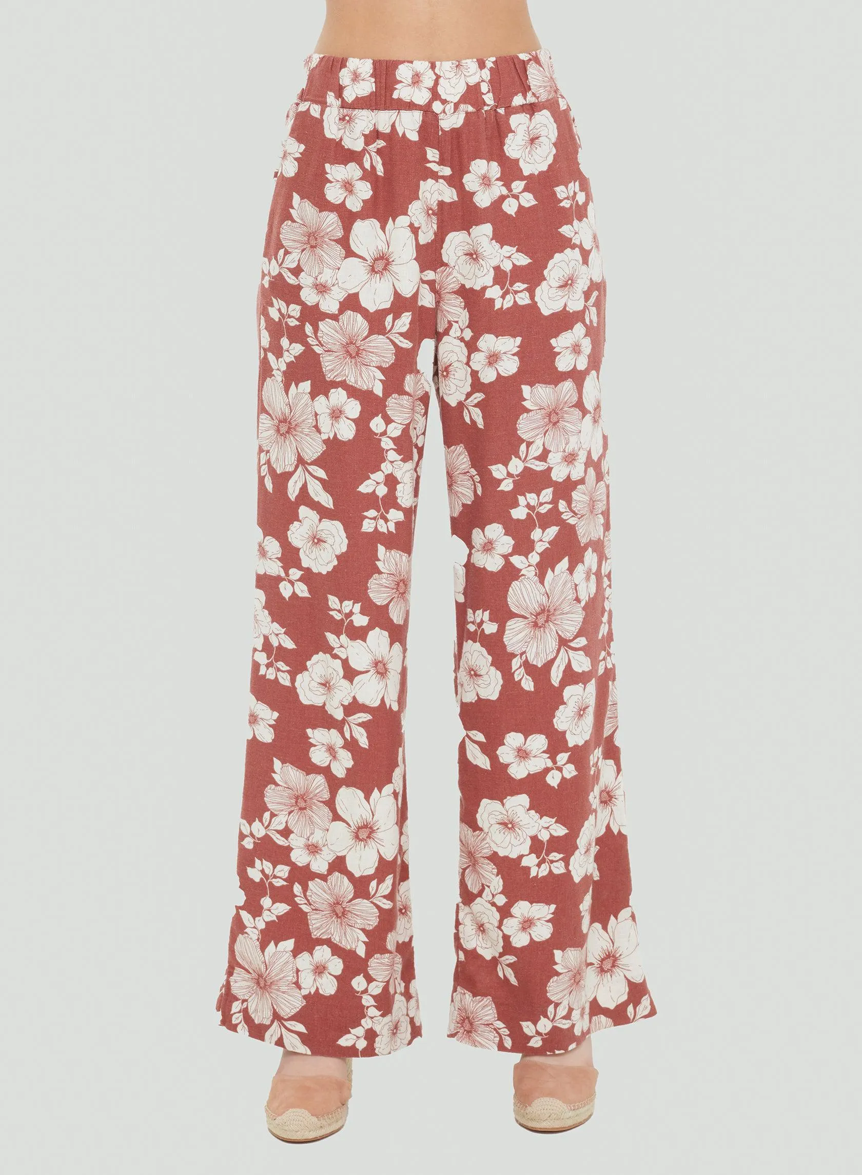 Dex Elastic Waist Wide Leg Pant In Sienna Floral