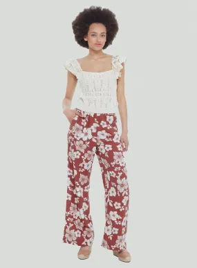 Dex Elastic Waist Wide Leg Pant In Sienna Floral