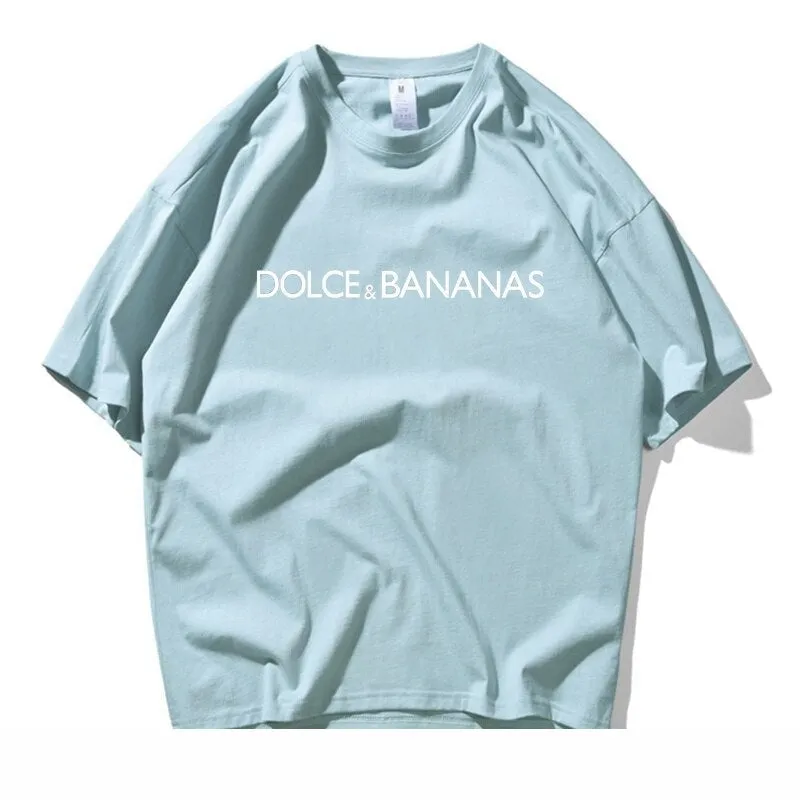 Dolce & Bananas Letters Casual Men 100% Cotton T-shirt Tshirt Summer Short Sleeve Tops Streetwear