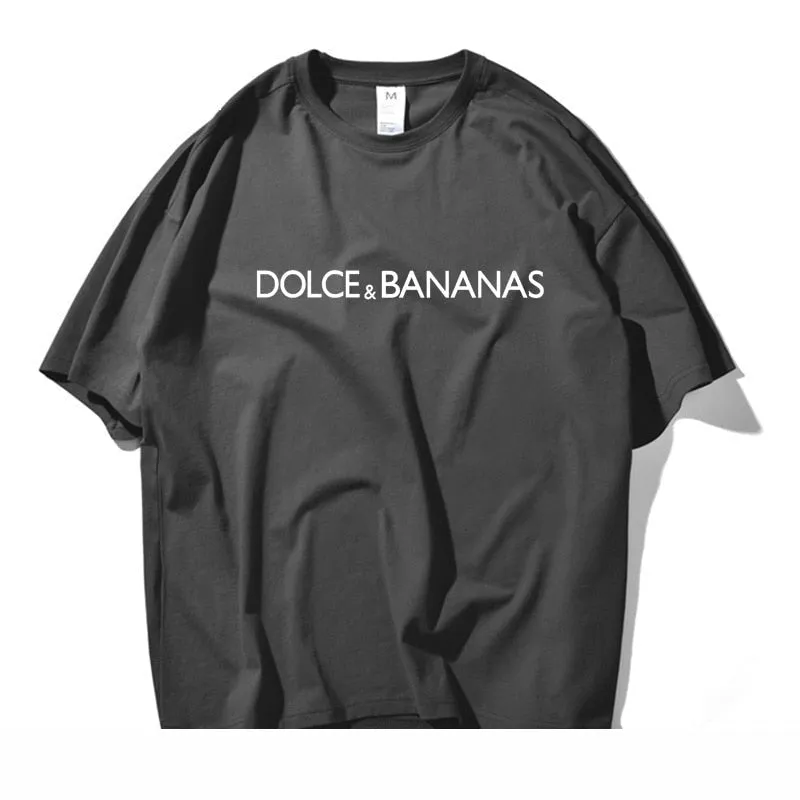 Dolce & Bananas Letters Casual Men 100% Cotton T-shirt Tshirt Summer Short Sleeve Tops Streetwear