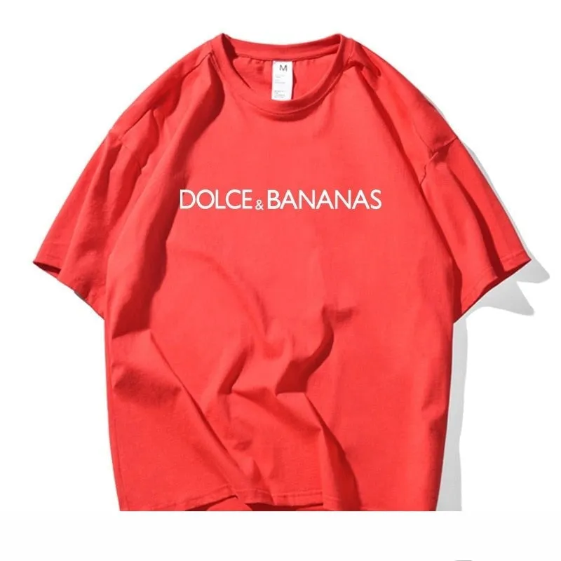 Dolce & Bananas Letters Casual Men 100% Cotton T-shirt Tshirt Summer Short Sleeve Tops Streetwear