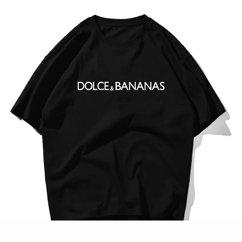 Dolce & Bananas Letters Casual Men 100% Cotton T-shirt Tshirt Summer Short Sleeve Tops Streetwear