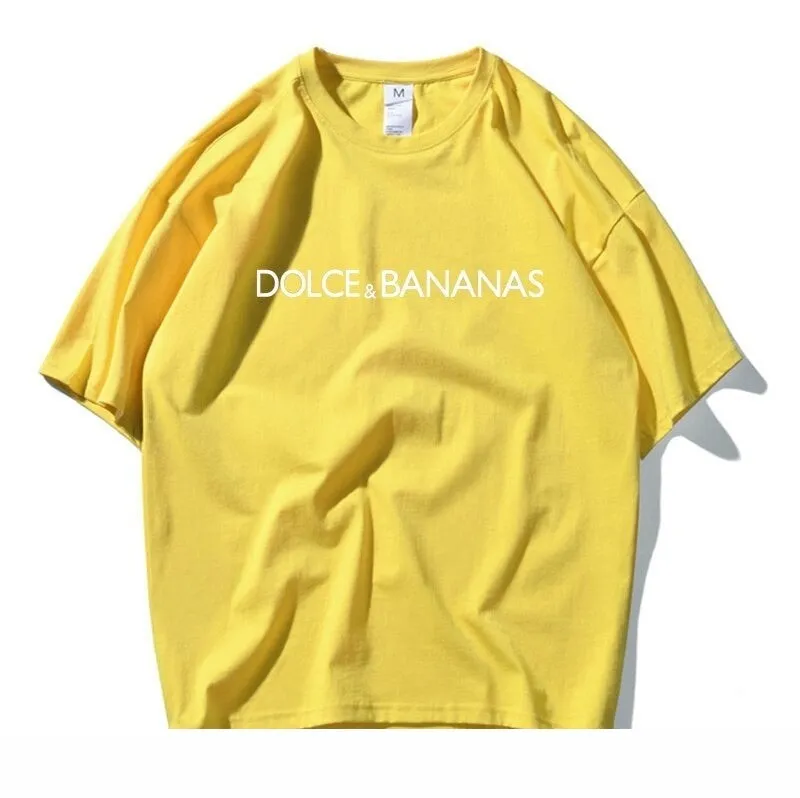 Dolce & Bananas Letters Casual Men 100% Cotton T-shirt Tshirt Summer Short Sleeve Tops Streetwear