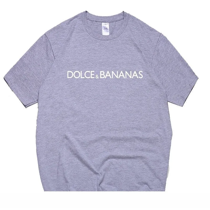 Dolce & Bananas Letters Casual Men 100% Cotton T-shirt Tshirt Summer Short Sleeve Tops Streetwear